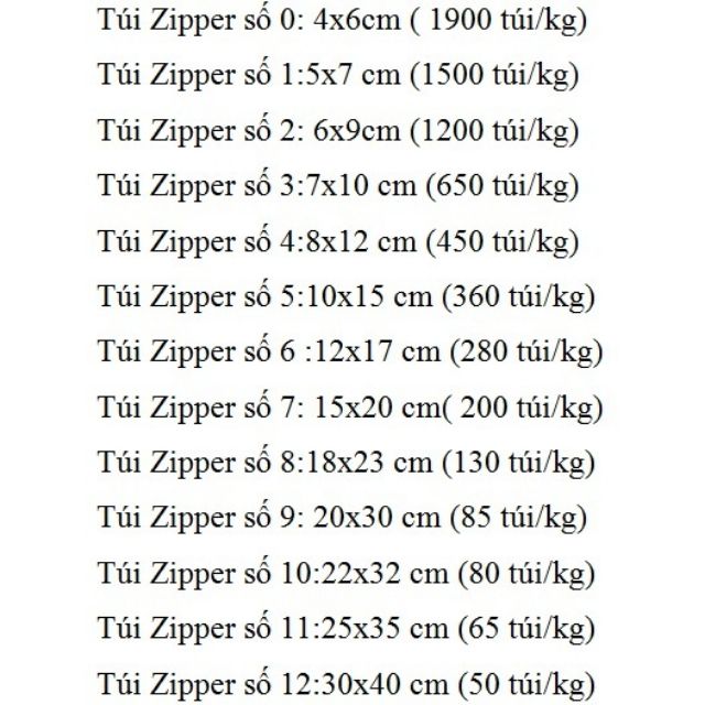 500G Túi Zip, Túi Zipper chỉ đỏ đủ kích cỡ