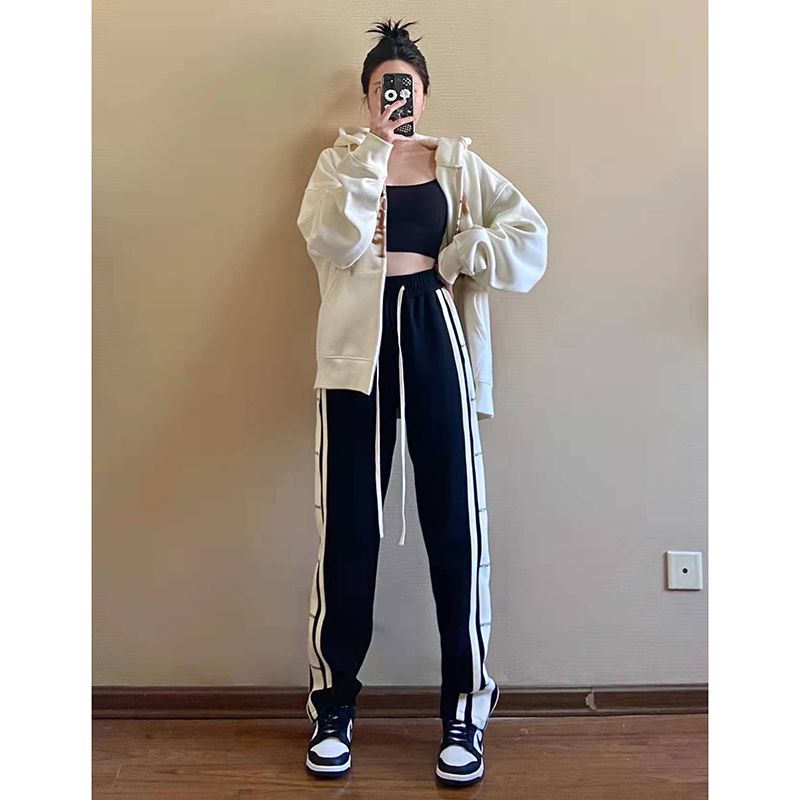 NRVP Quần Thể Thao Nữ Ống Rộng Phong Cách Thời Trang Đường Phố Hàn Quốc Mới