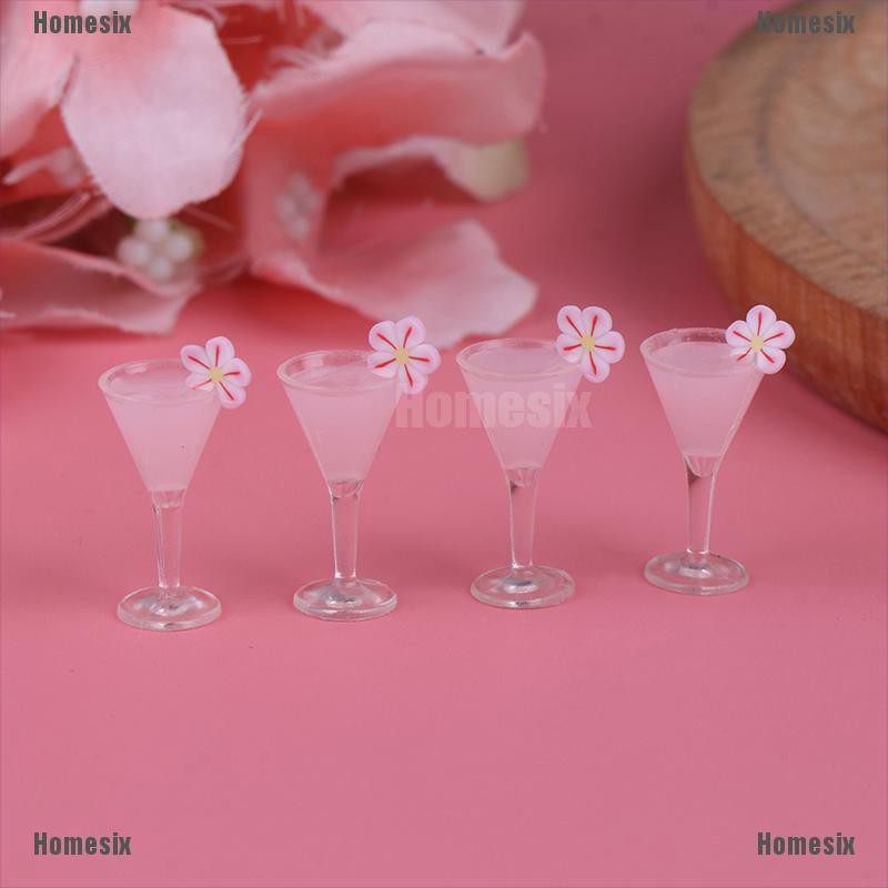 [HoMSI] 4Pcs 1/12 Dollhouse Miniature Cocktail Cup Drink Glass Model Toy Dollhouse Decor SUU