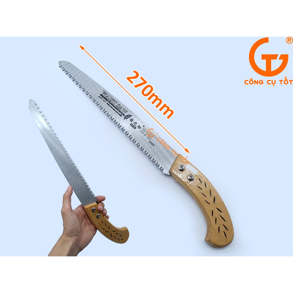 Cưa cành lưỡi thẳng thép Mangan 270mm cán gỗ