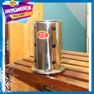 Ống Đựng Đũa Muỗng Inox Tròn Họa Tiết Trái Táo