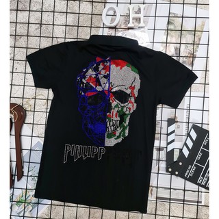 [Xả kho] Áo thun có cổ đính đá hình đầu lâu Lacoste | Ảnh thật 100%