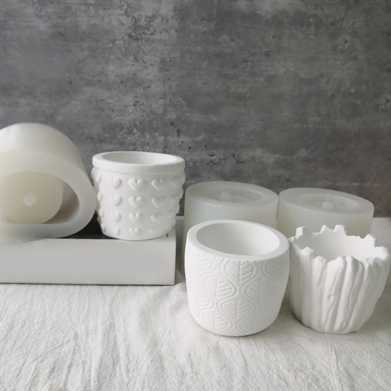 Khuôn Silicone Làm Chậu Hoa Hình Chiếc Lá / Trái Tim