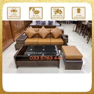 Sofa chân cuốn mini văng dài 2m4 kèm bàn trà sofa kèm đôn ngồi - ghế sofa - sofa gỗ - bộ ghế phòng khách gỗ bắc