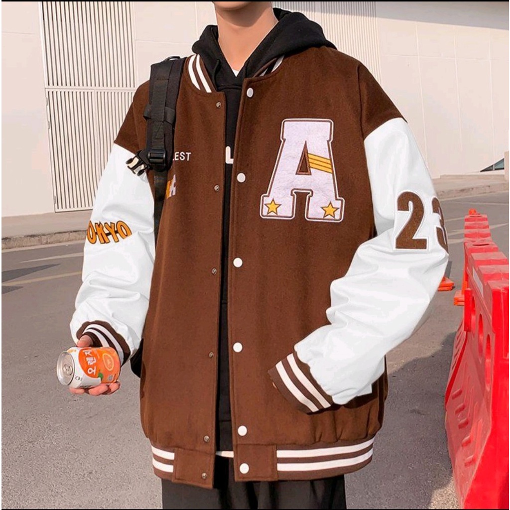 Áo khoác Bomber Nỉ Nam Nữ thêu chữ A Phối Tay thêu TOKYO-23 PHUCNGAN SHOP