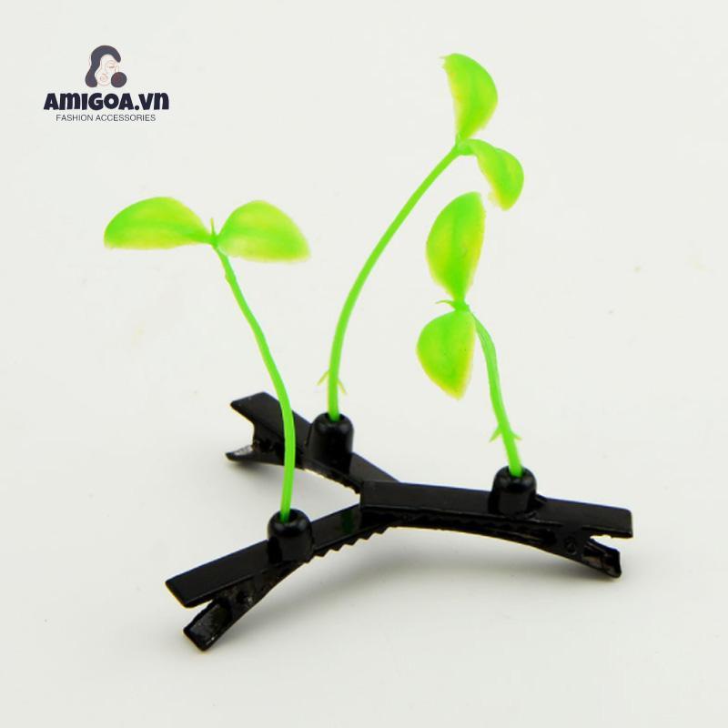 Kẹp Tóc Đính Hạt Đậu Xanh Lá Cây Giá Đỗ Cho Nữ