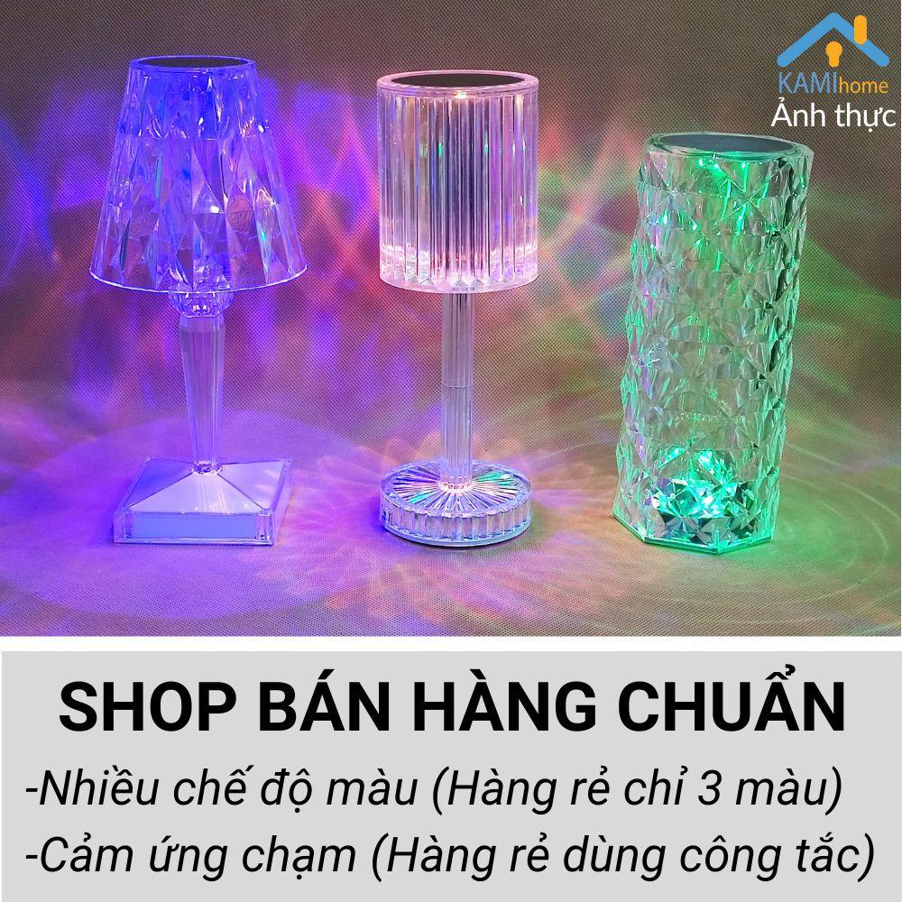 Đèn ngủ pha lê để bàn cảm ứng pin sạc tích điện led nhiều màu trang trí (Nhiều mẫu) mã 26013