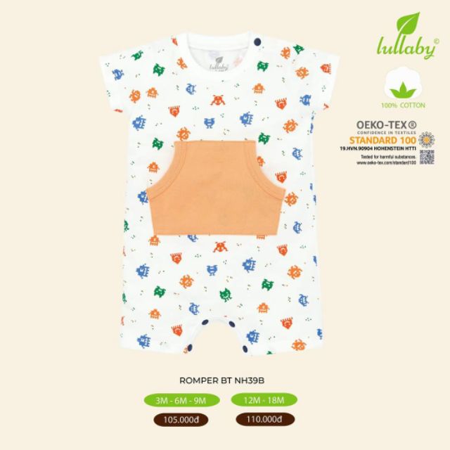 Romper, body đùi Lulaby COTTON mềm mịn, mát, hàng cao cấp chính hãng