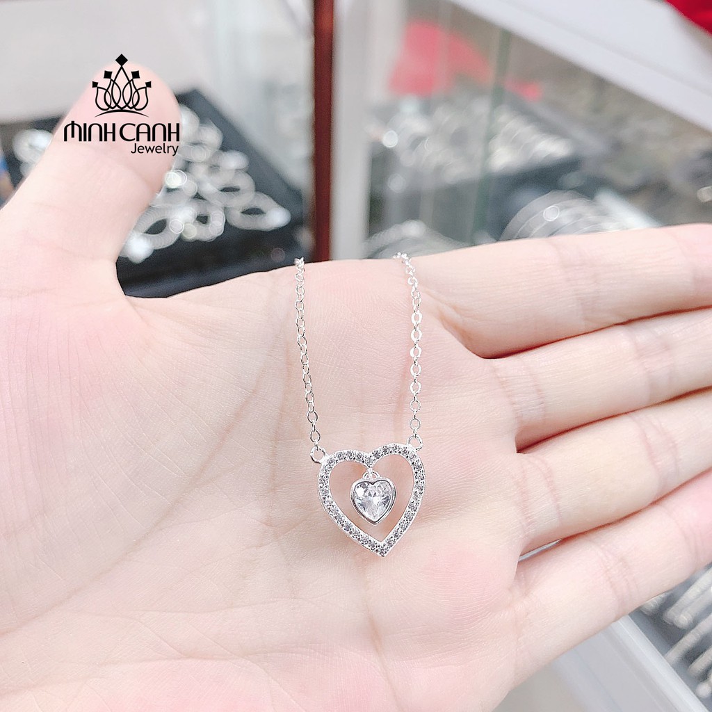 Dây Chuyền Trái Tim Đá Giữa Bạc Ý S925 - Minh Canh Jewelry
