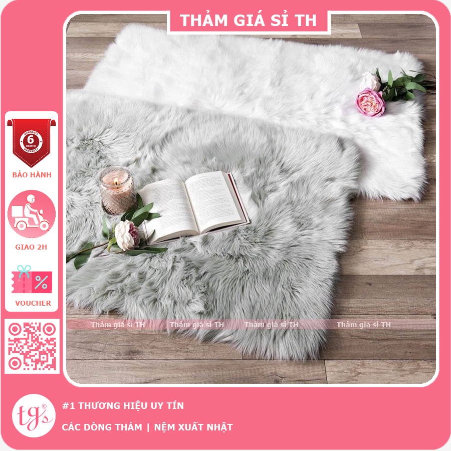 Thảm lông chụp ảnh màu Trắng và Xám siêu Hot chụp ảnh sản phẩm đẹp nhất [ Nhiều Size ] ( Lông dài hồ ly )