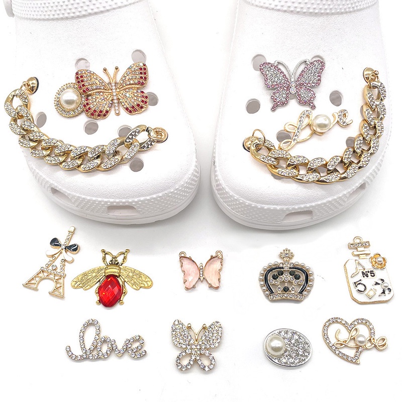 Khóa Cài Giày Crocs Bằng Hợp Kim Hình Hoa Đính Đá Trang Trí