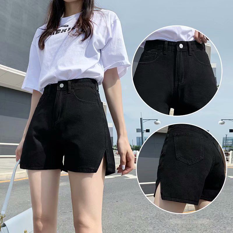Quần Short Jeans XiXAo Quần Lưng Cao Xẻ Gấu