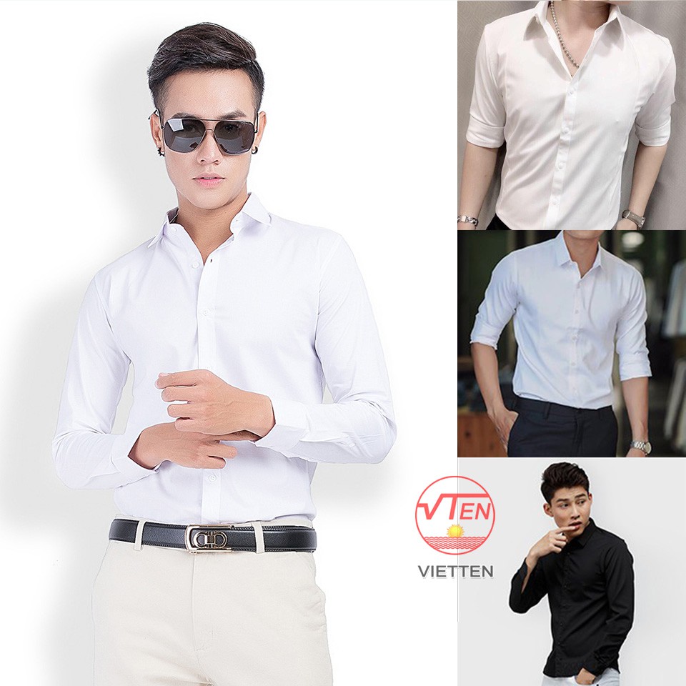 Áo sơ mi nam dài tay dáng ôm cổ bé-SMN-01 | BigBuy360 - bigbuy360.vn