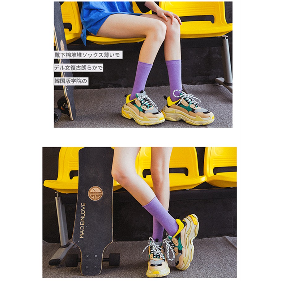 Vớ thể thao cotton màu trơn giản dị cho nữ
