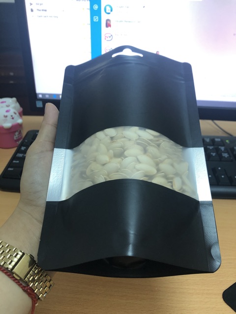 1kg túi zipper màu đen cửa sổ tràn - hàng dày đẹp