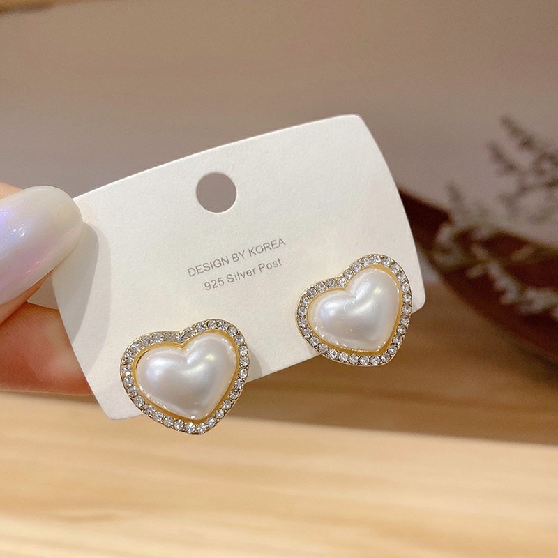 Khuyên tai Ahellogirl mạ bạc 925 đính ngọc trai cao cấp phong cách Hàn Quốc sang trọng dành cho nữ
