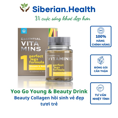 Chống suy giãn tĩnh mạch Essential Vitamins - Diosmine & Rutin - SIBERIAN WELLNESS - Hộp 60 viên