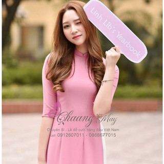 Áo dài nữ ⚡ FREESHIP ⚡ Áo dài lụa màu hồng đỗ dáng truyền thống