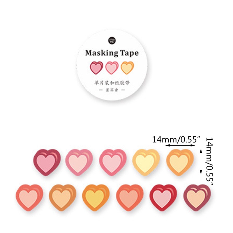 Băng Keo Dán Hình Trái Tim Siêu Dễ Thương Rộng 14mm DIY