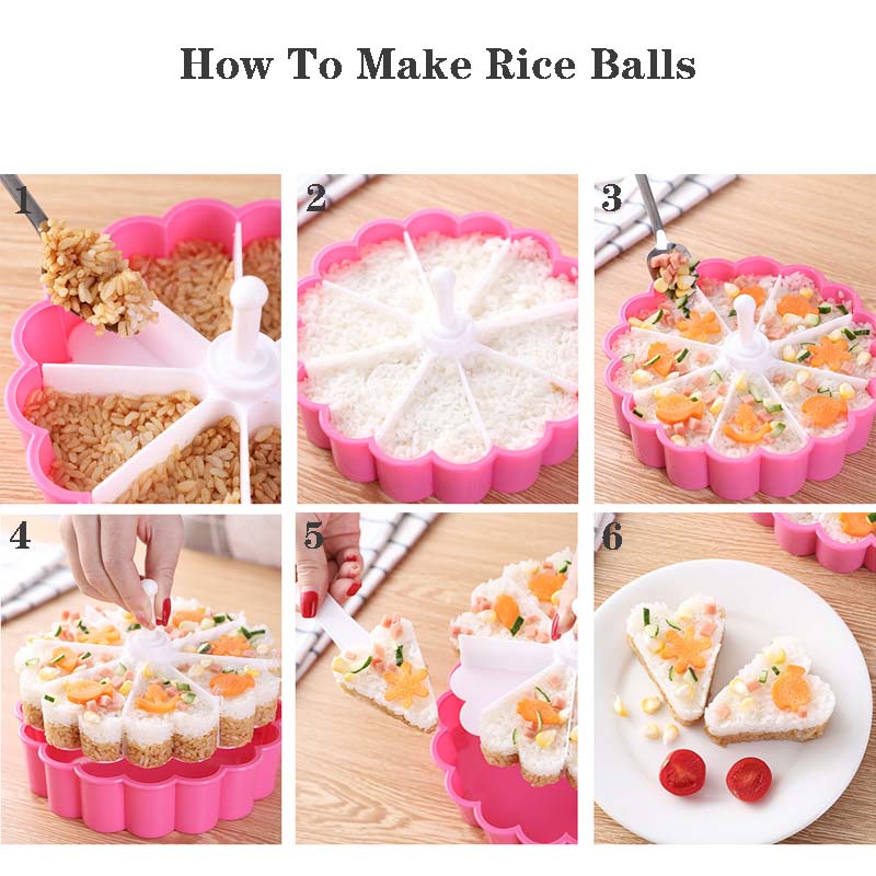 Khuôn Làm Cơm Nắm Hình Tam Giác / Trái Tim 8 Trong 1