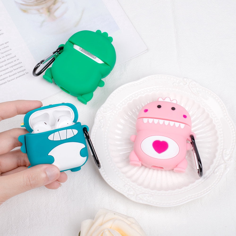 Hộp Đựng Bảo Vệ Tai Nghe Bluetooth Hình Khủng Long Đáng Yêu Cho Apple Airpods 1/2