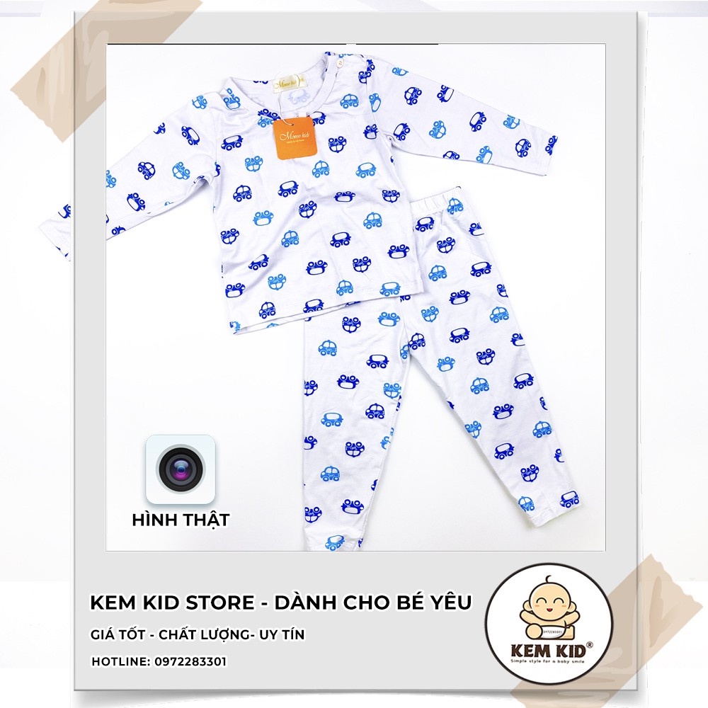 Bộ MIWOO KIDS dài tay họa tiết cute, vải thun lạnh siêu mát, mềm mịn thấm hút mồ hôi cho bé