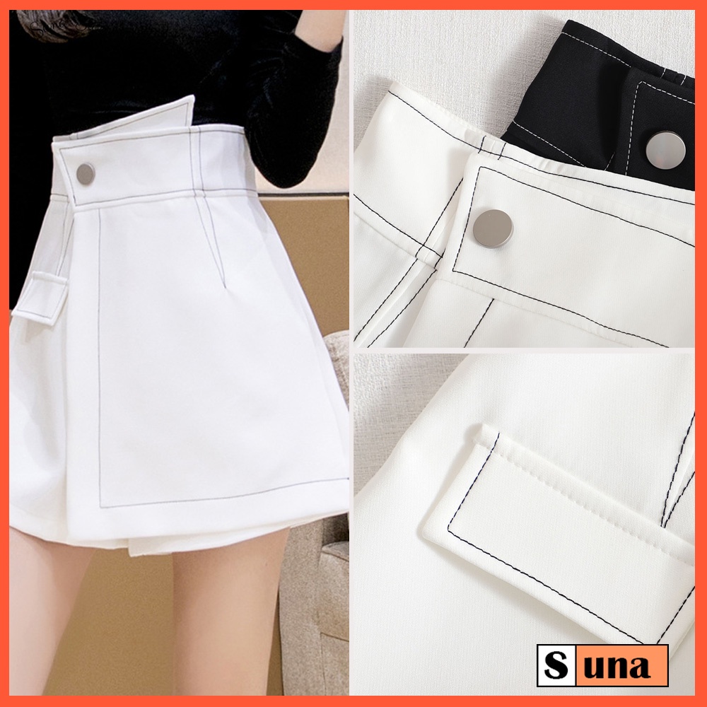Chân váy nữ vạt chéo chỉ nổi , Quần giả váy lưng cao vạt chéo SUNA FASHION từ 42 - 60kg