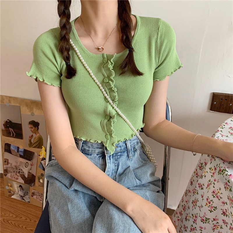 Áo Croptop Xinh Xắn form rộng dáng ôm kiểu đẹp tay ngắn thêu hoa cách điệu đi chơi cá tính nhiều màu SANMAY02-AO006