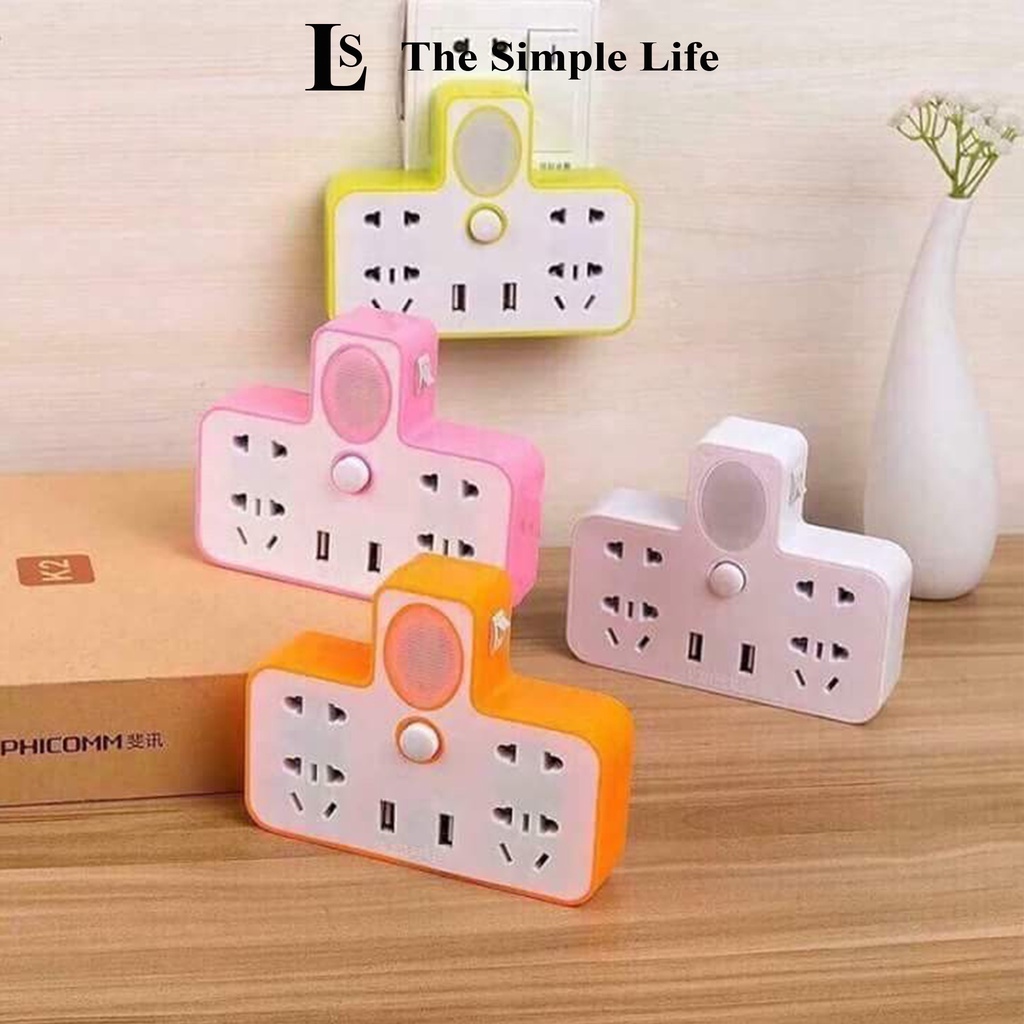 Ổ cắm điện hình chữ T phát sáng, ổ điện chống quá tải tích hợp cổng sạc usb đa năng, chống giật gắn tường [CHÍNH HÃNG]