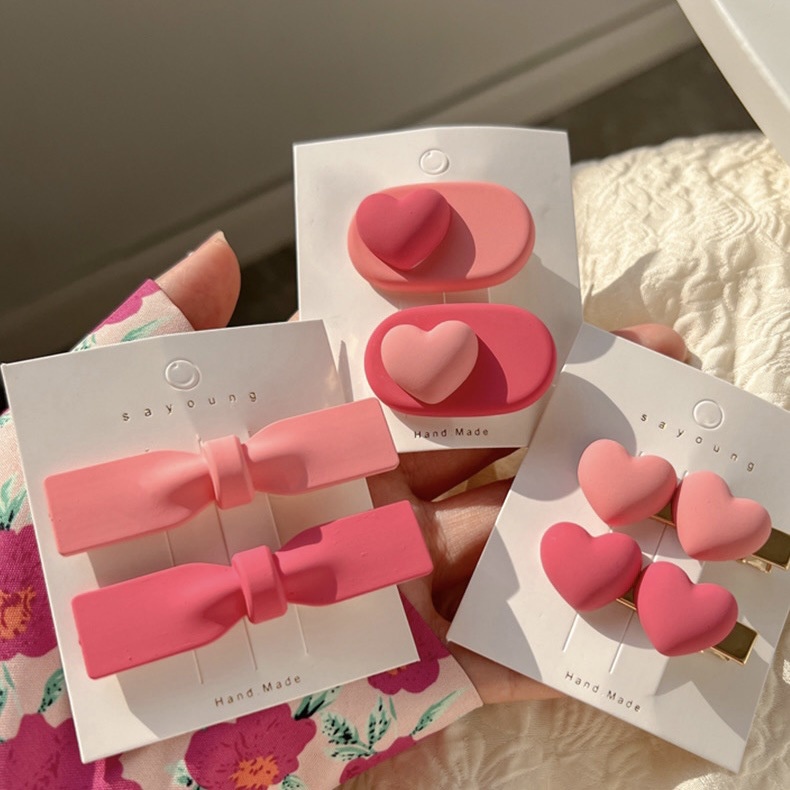 Kẹp Tóc Hình Trái Tim Màu Sắc Ngọt Ngào Cho Bé Gái
