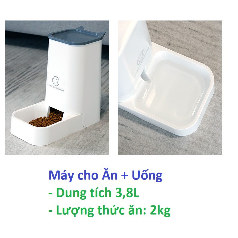 Máy cho chó mèo ăn uống bán tự động dành cho chó mèo lớn Loại có bồn chứa 3,8 lít- Bộ Bát cho chó mèo ăn và uống/