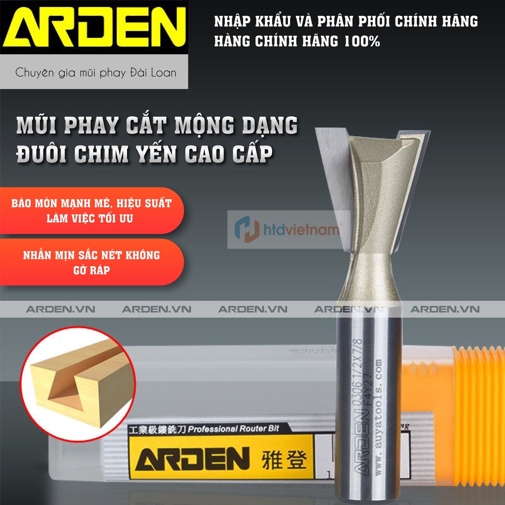 ARDEN - Mũi phay cắt mộng dạng đuôi chim yến cao cấp dòng A0306