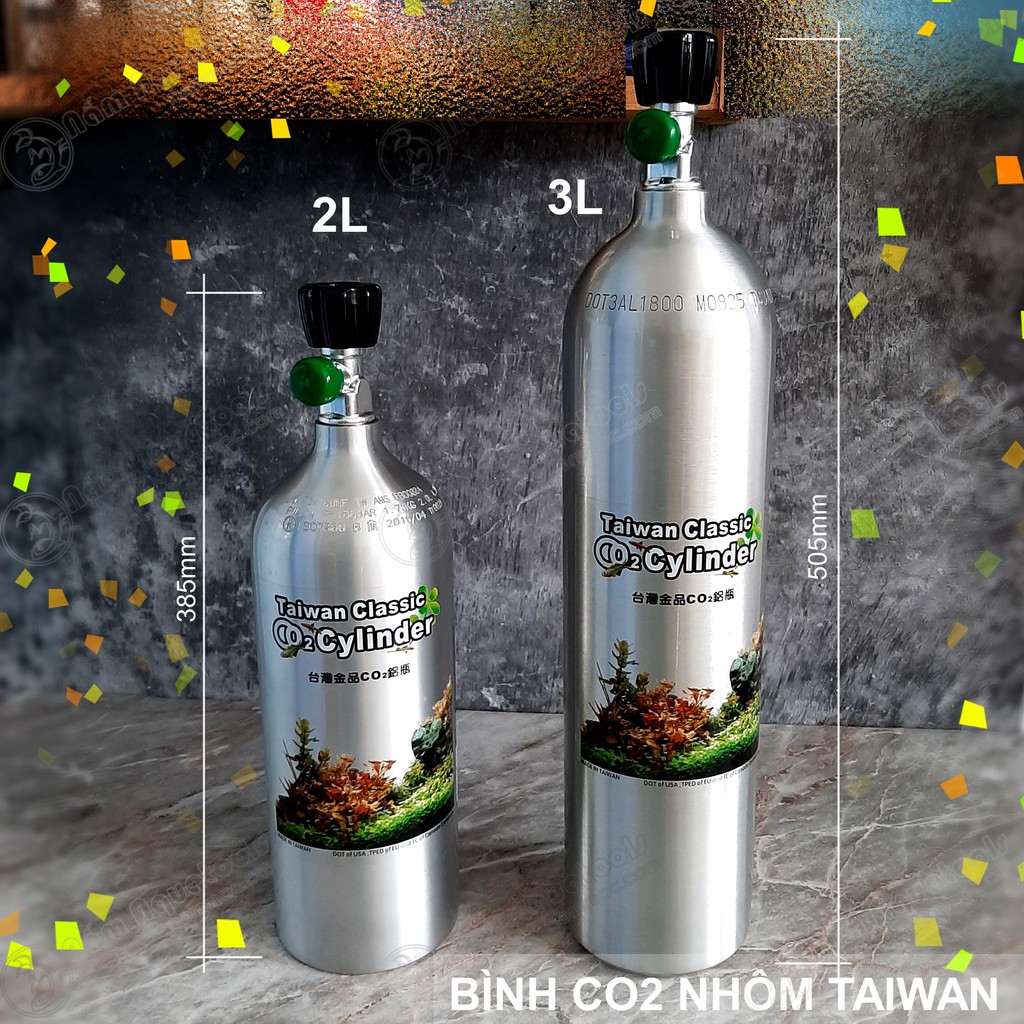 Bình CO2 nhôm TAIWAN - Bình CO2 thuỷ sinh các loại 1 Lít, 2 Lít và 3 Lít