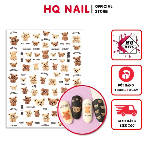 Stick Gấu Teddy siêu xinh làm nail đẹp nhanh chóng dễ dàng