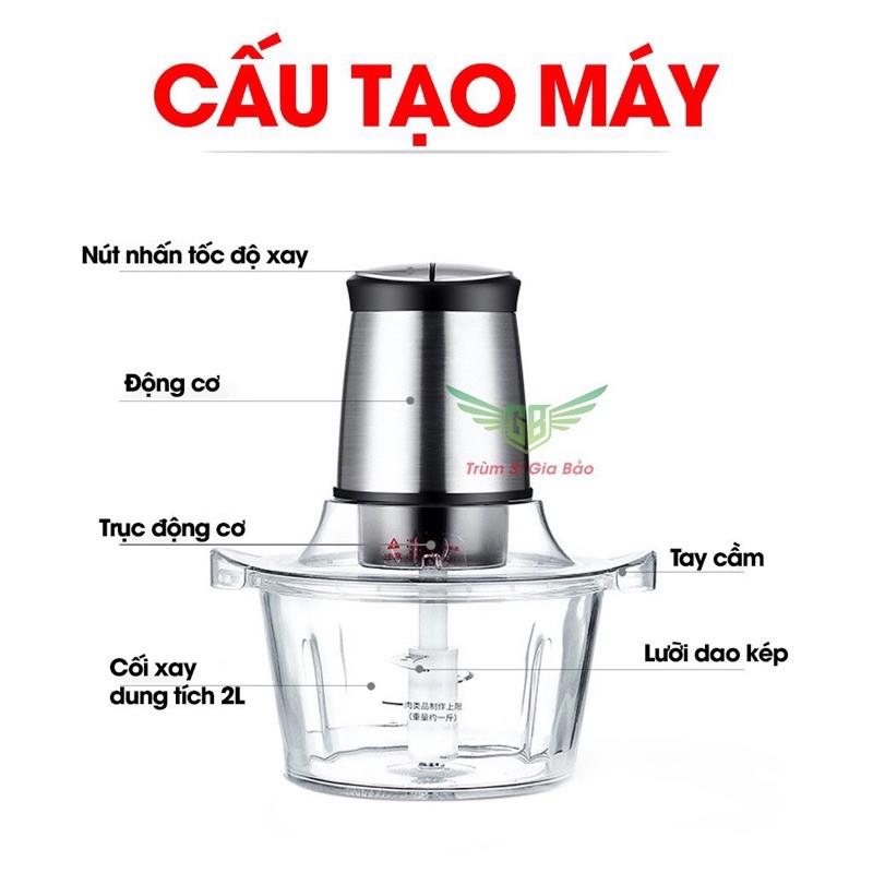 Máy xay thịt đa năng KITCHEN chính hãng , inox 304 không gỉ bảo đảm sức khỏe , cối xay tỏi ớt 2 lit