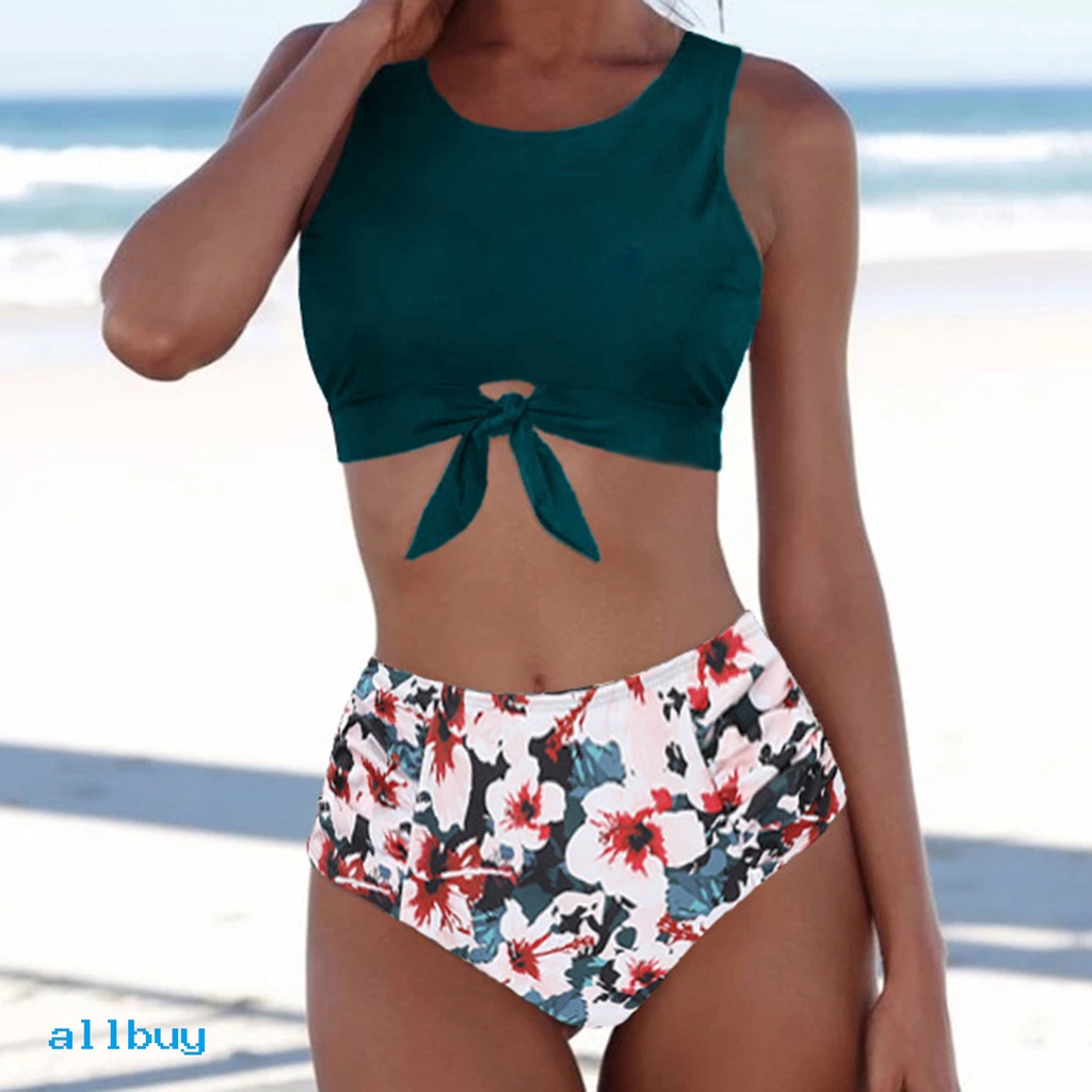 Bộ Đồ Bơi Bikini Hai Mảnh Cổ Chữ U Họa Tiết Hoa Thời Trang Sành Điệu Cho Nữ