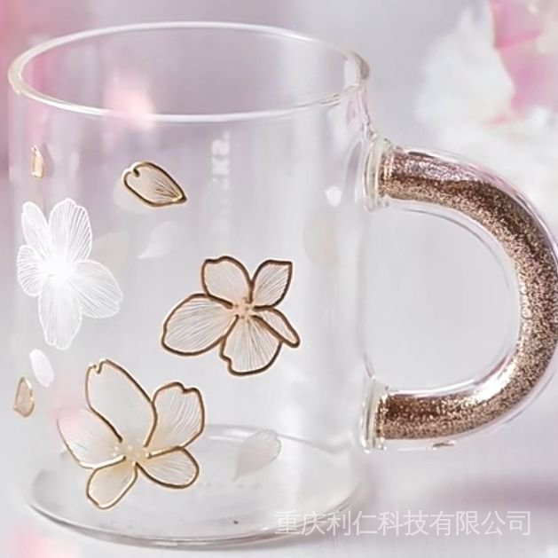 Starbucks Cốc Thủy Tinh Chịu Nhiệt Dung Tích 355ml Có Móc Treo Màu Vàng Hoa Anh Đào Chịu Nhiệt Dung Tích 20Ml °C ~ 150 °C