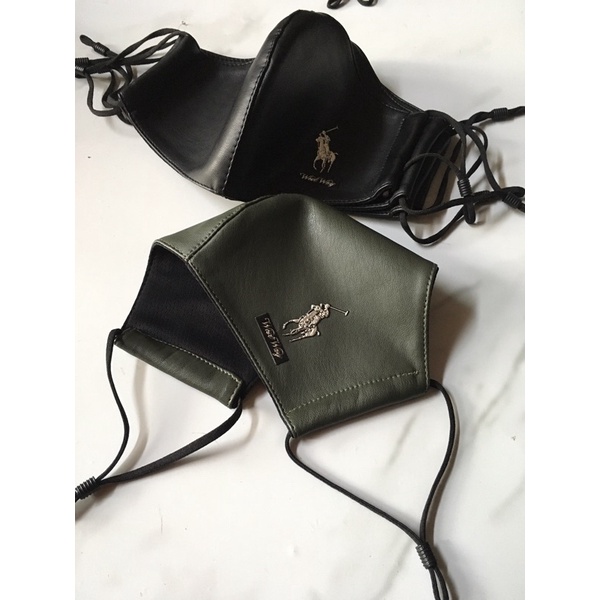 Khẩu trang da in logo cao cấp - Khẩu trang vải thời trang unisex size người lớn