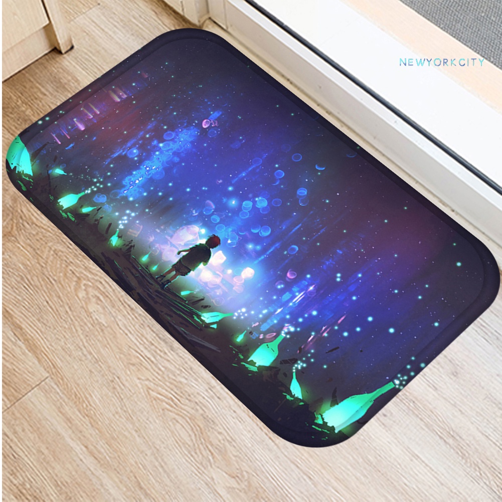 Thảm lót cửa chùi chân Chống Trượt Họa Tiết Phong Cảnh Đêm Hoạt Hình