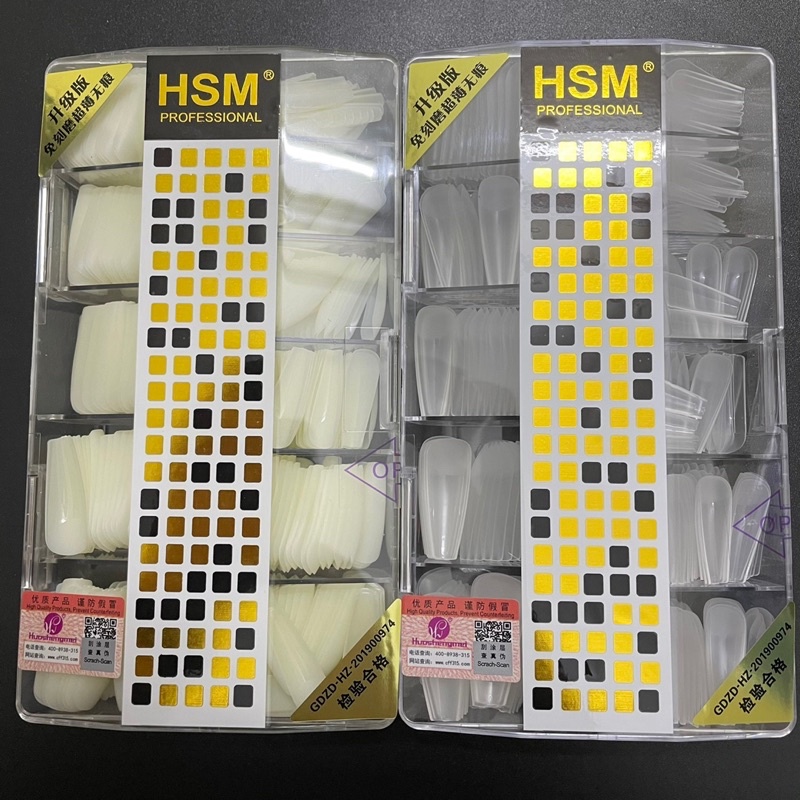 Móng úp tay HSM Nhám Sẵn 4 fom Thang- Bầu- Nhọn- Vuông