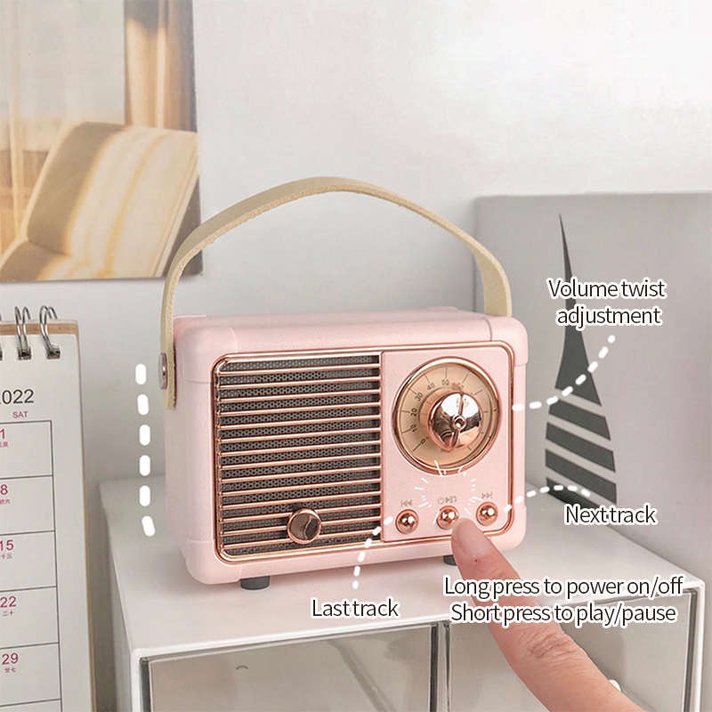 Loa bluetooth không dây phong cách retro tùy chọn màu sắc