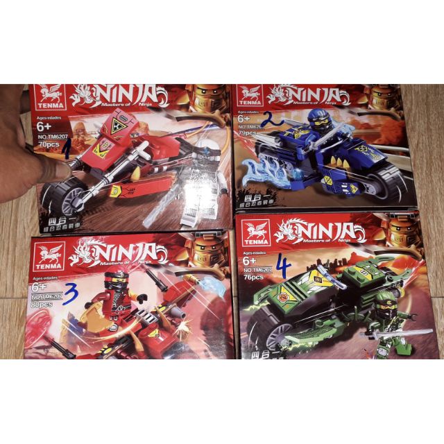 Combo 4 hộp lắp ráp Lego Ninjago siêu xe YL6207 trọn bộ