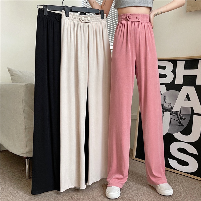 Quần nữ SUXI ống rộng cạp cao màu trơn thời trang mới mùa hè