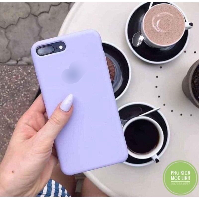 ✨Iphone 6 đến 11 pro max✨#- Ốp chống bẩn tím nhạt mộng mơ 2020 dễ lau chùi logo quả táo lót nỉ chống sốc silicon