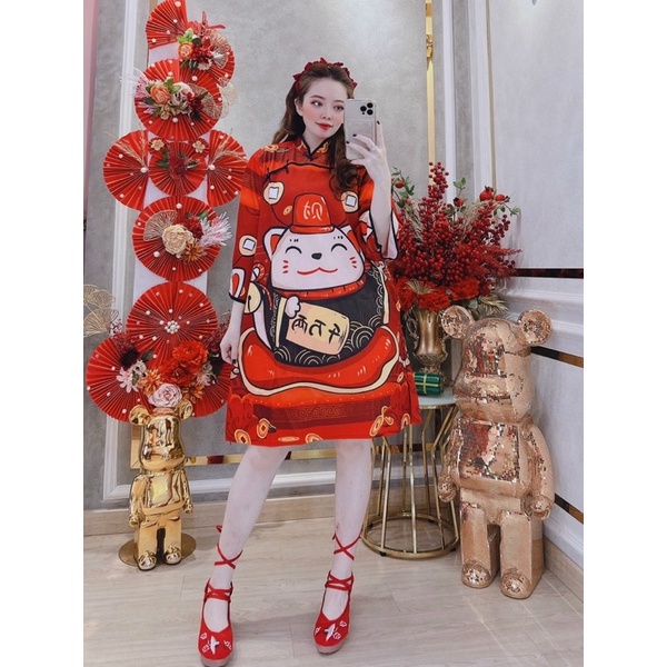 Đầm suông nhiều mẫu hoạ tiết Bigsize 55kg-95kg hàng tết