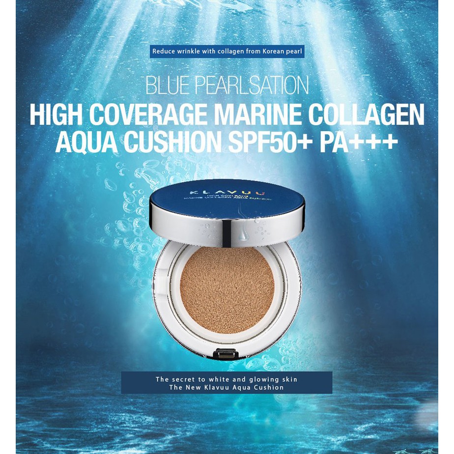 KLAVVUU HIGH COVERAGE MARINE COLLAGEN AQUA CUSHION NHẬP KHẨU CHÍNH HÃNG - 2914