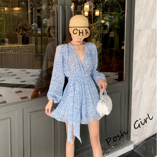 Đầm đi biển tay dài cổ chữ v phong cách Bohemian size s-xl