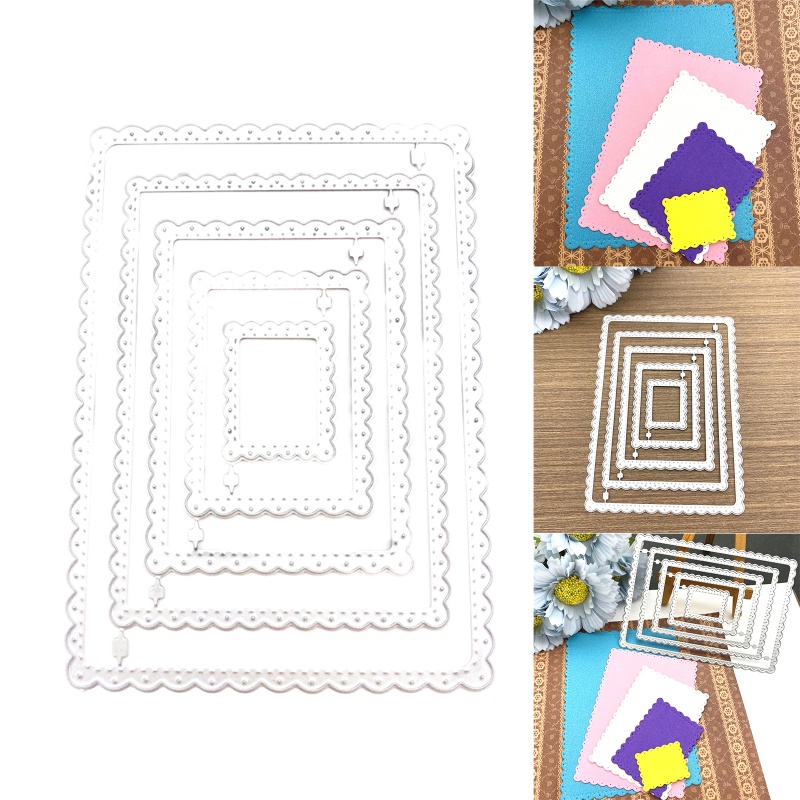 Set khuôn cắt giấy làm từ kim loại thiết kế hình chữ nhật dùng trang trí