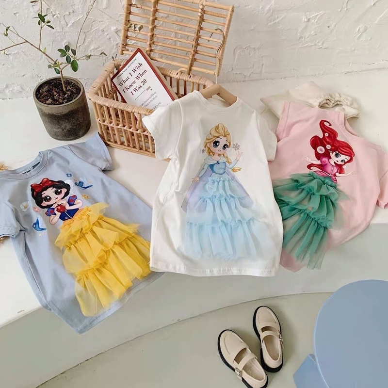 Váy đầm bé gái hình công chúa dễ thương chất cotton mềm mịn mùa hè Sunkid VC nhiều mẫu