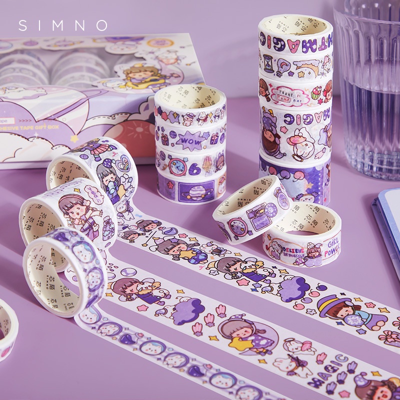 Hộp Sticker 20 Cuộn Băng Dán Nhiều Màu Dễ Thương - Hình Dán Trang Trí